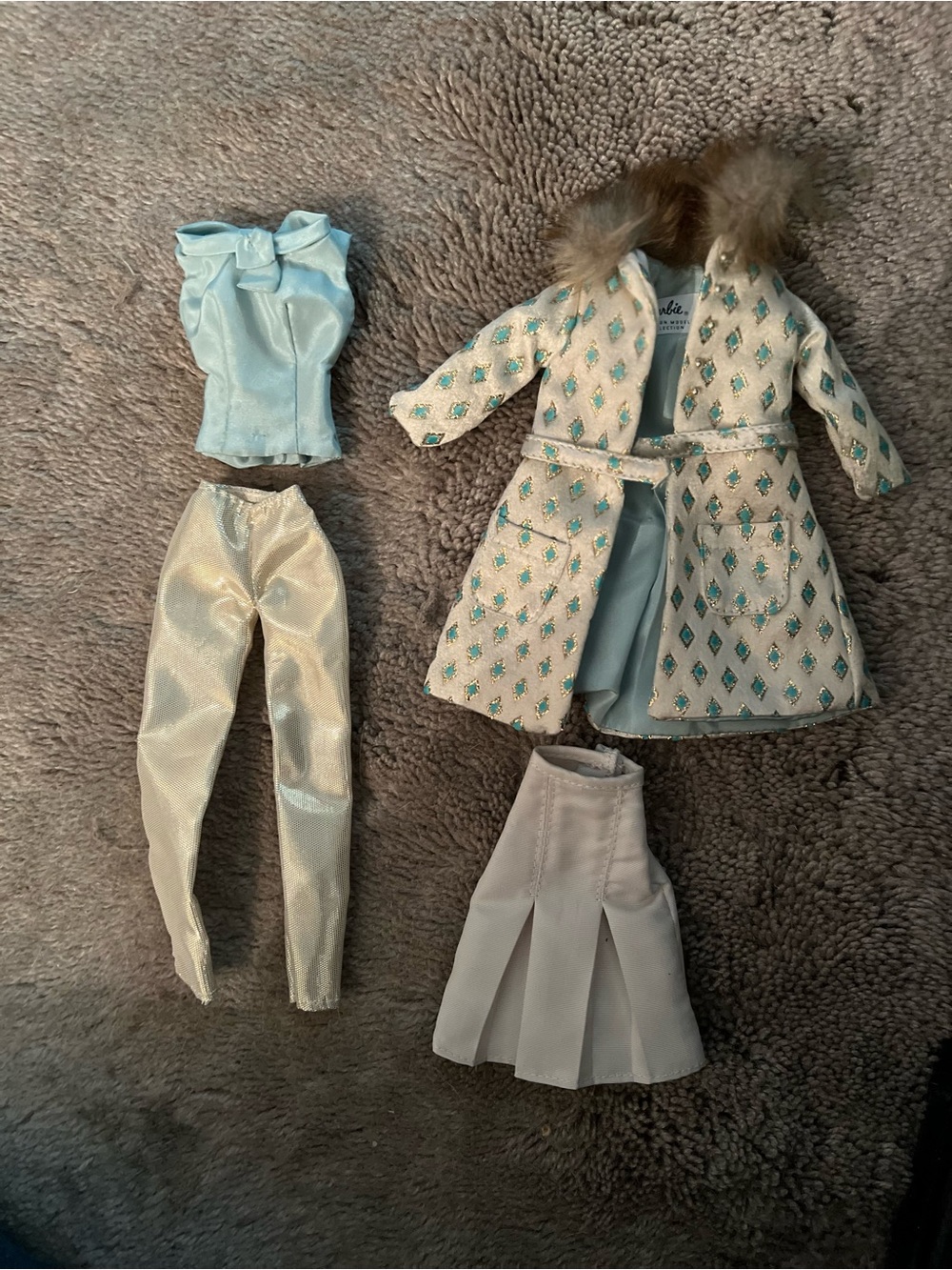 Barbie Light Blue Coat & Pastel Outfit Set